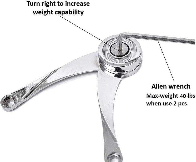 MOYODOR QBOSO Lid Support Hinge in Satin Nickel Folding Lid Stay Hinge with Soft Close, Perfect for Toy Box/Drawer/Window/Wardrobe/Cabinet Door,22lb(Scimitar Style 1pair) - Image 3